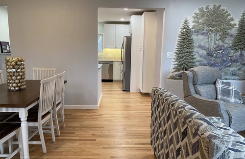 Des Moines House | Newly Remodeled Brick Home with wall Sculptures by the Airport