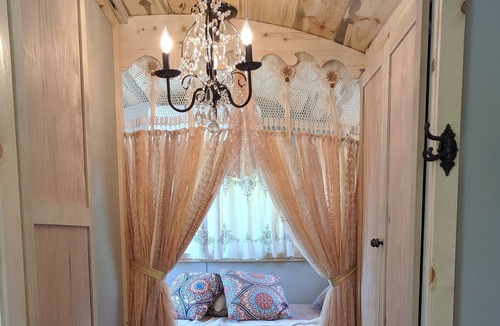 Salmon Bed & Breakfast | No Fees! Riverfront Blue Gypsy Wagon on Mini-Donkey Ranch!