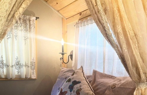 Salmon Bed & Breakfast | No Fees! Riverfront Blue Gypsy Wagon on Mini-Donkey Ranch!