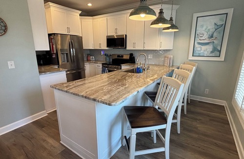 Ocean Isle Beach Villa | Ocean Views - Second Row -closest walk to beach access, pool, and tiki bar!