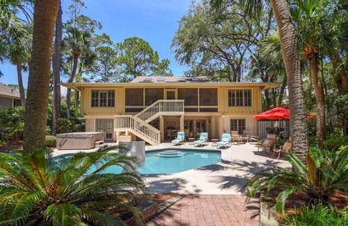 Beach Lagoon House | Oceanfront Luxury Home in Sea Pines | Private Beach Path, Pool & Hot Tub