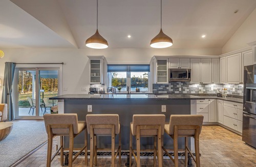 Lamoine House | Oceanfront, mobility-friendly home with views, hot tub, fire pit and game room