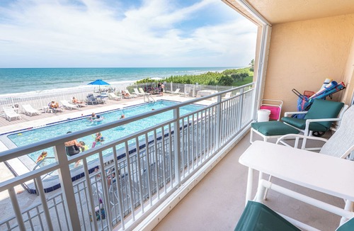 Indian Harbour Beach Condo | Oceanfront 2BR Condo 2nd Floor Balcony Unit 202