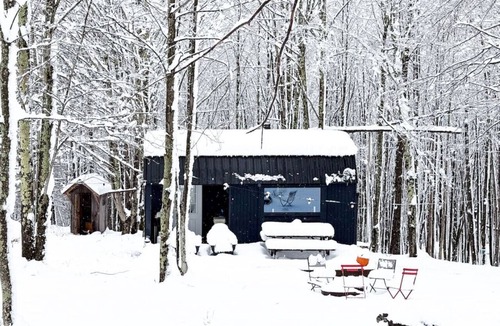 Bovina Center House | Off-Grid Tiny Cabin with Cozy Vintage Charm