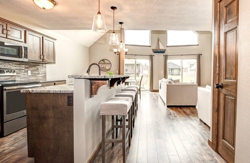 Spirit Lake House | Okoboji Oasis: High-end cabin with pool, fire pit, and two king beds