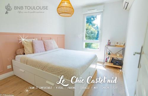 Castelnau-d'Estretefonds Apartment | ORBIS - "Le Chic Castel'nid" - Clim - Parking - Terrasse - WiFi