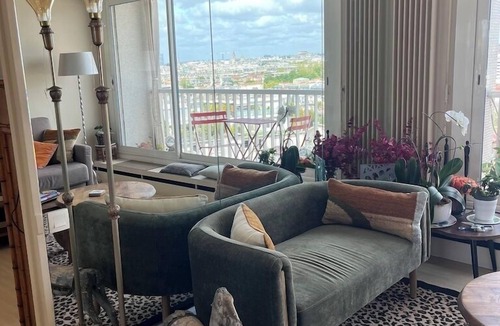Grenelle Apartment | Paris Apartment : Eiffel View from All RoomsBalcony, Air Con