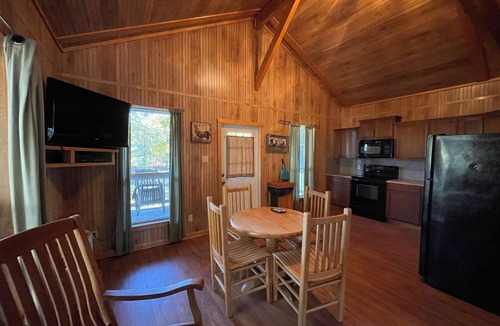 Zwolle Cabin | Peaceful Cabin with Full Kitchen, Vaulted Ceilings & Pond View Porch