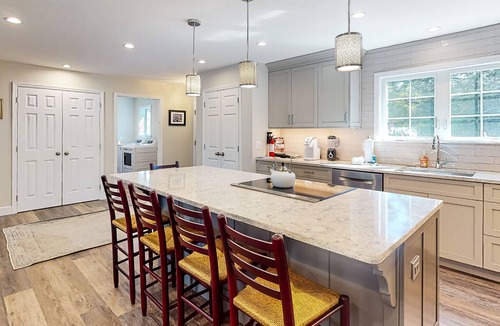 West Newfield House | Peaceful lakefront home with kayaks, small dock, deck, & firepit - dog-friendly