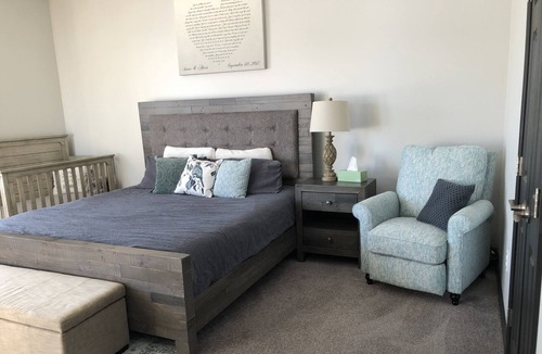 Keeseville House | Peaceful Master Bedroom with Hot Tub