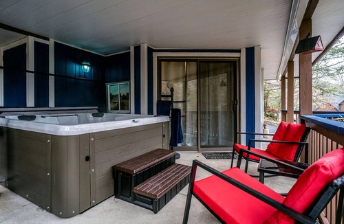 Massanutten House | Peaceful wrap around deck with hot tub