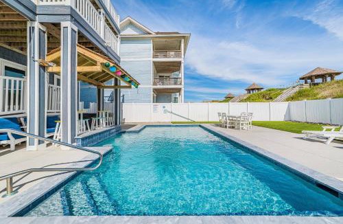 Nags Head House | Pier View Oasis - Nags Head MP 16, Oceanfront, Elevator, Theater, Pool, Hot Tub, Pets OK