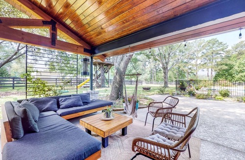 Tomball House | Pool, Fireplace, pool table, Hot Tub, & W/D