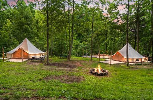 Stanton Other | Premium Glamping Tent with HotTub, FirePit & Heater at Red River Gorge with Wooded Views & Bath House