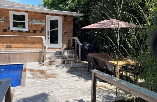 Fire Island Pines Villa | Pristine Queen Ensuite walk out to deck & pool - shared Kitchen LR DR Pool