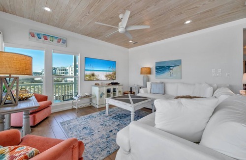 Seagrove Beach Condo | Private Beachfront on West Corner! Free Setups March-Oct! Deck access to beach!