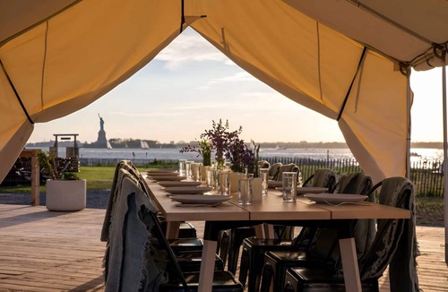 Manhattan Cabin | Private Island Glamping + Lady Liberty View