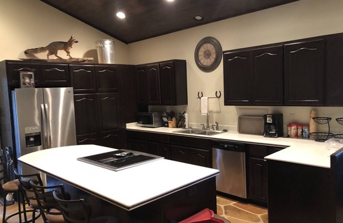 Harper Cabin | Private lodge in Harper, Tx w/Outdoor fireplace & covered patio Family friendly