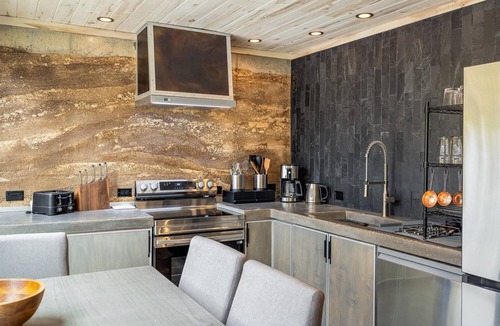 Nederland House | ​Private Rammed Earth Cabin: Soaking Tub & Kitchen