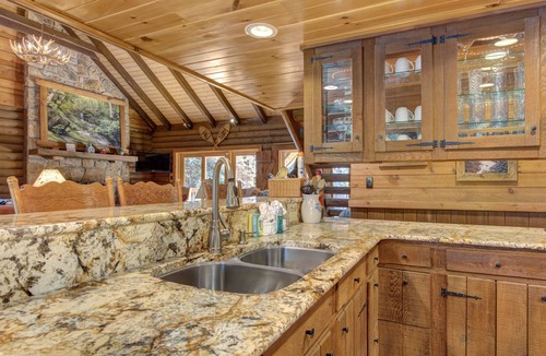 Cosby Cabin | Private waterfall view, lofty with luxury details, pool table + jetted tub