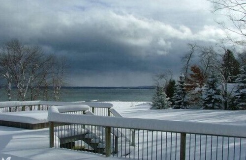 Big Bay House | Private waterfront home with fire pit on shore . perfect for family gatherings