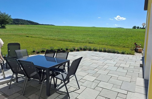 Obernzenn House | Quietly situated vacation home with a fantastic view. Bathing lake 5 min away.