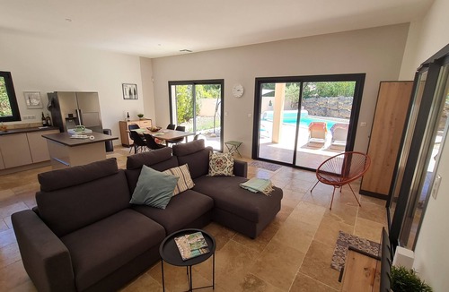 Barjac Villa | Recent villa with air conditioning and private pool on the heights of Barjac