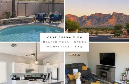 Rancho Vistoso House | Relaxing Summer Nights at Casa Buena Vida Pool Fire Pit Table Games