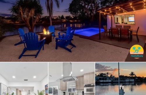 Wilton Manors Villa | Relaxing Waterfront 3BR 2BA with Pool Fire Pit BBQ Hammock Tree Swing