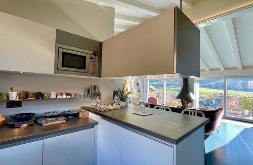 Chateau-d'Oex Apartment | Rentals by Laura - Apartment with fireplace and mountain view