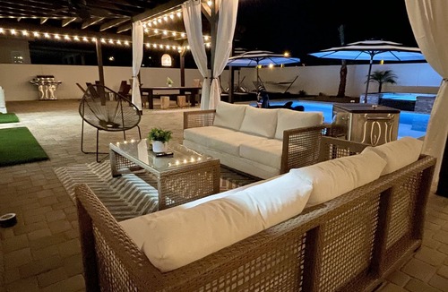 Indio House | Resort style home saltwater pool, spa, & spacious backyard!