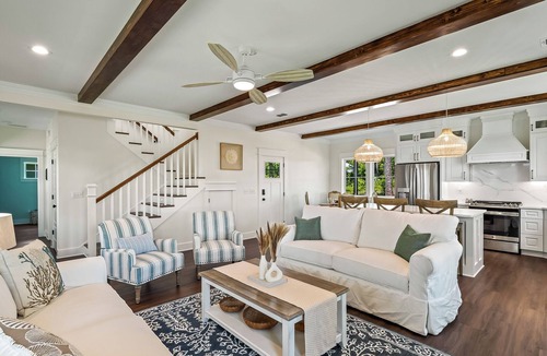 Carrabelle House | Resort-style pool, private beach, water view! 1-min walk to beach!