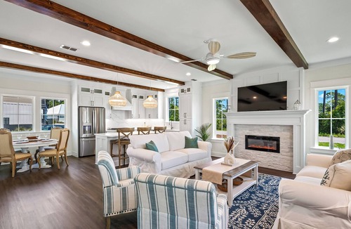 Carrabelle House | Resort-style pool, private beach, water view! 1-min walk to beach!