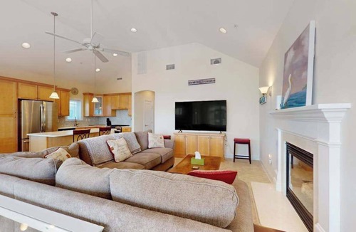 Montego Bay House | Restful getaway with pool, tennis, patio, fireplace, jetted tub, & central AC