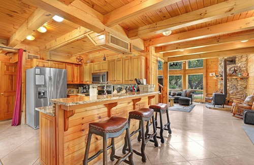 Blanco House | Rim Rock I Blanco, Log Cabin , Pool, Hot Tub, 10 acres of Nature to Explore