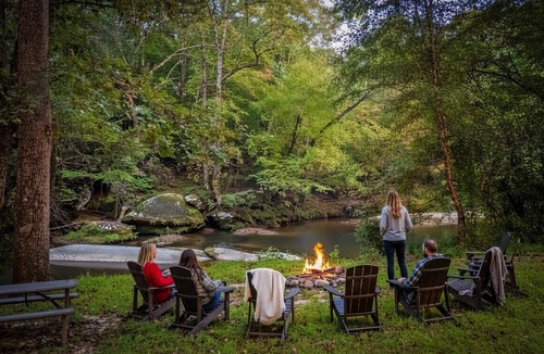 Mount Airy Cabin | Riverfront Escape: Pool, Hot Tub, Disc Golf, Fire Pit, Games, Adventure Tower