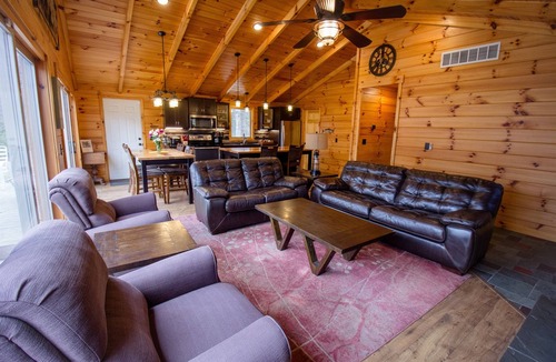 Evart Cabin | Riverfront | Hot Tub, Fireplace, Kayaks & Tubes