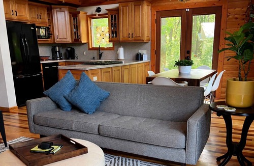 Coloma Cabin | Riverfront Log Cabin Near St Joe & South Haven