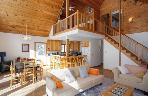Cummington House | Riverfront Log Home on 44 Acres with Sauna