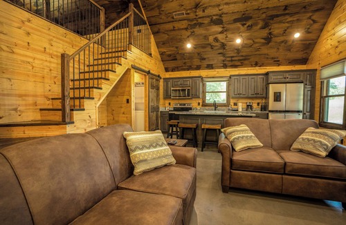 Bennett Springs Cabin | Riverstone Luxury Retreat: Private Suites, Pool, Hot Tub, Niangua River Access