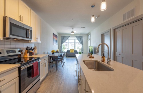 Downtown San Antonio Apartment | RiverWalk Top Floor City View Apt w/King Bed, Infinity Pool, Gym & Free Parking