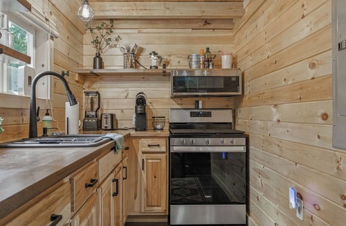 Pittsville Cabin | Romantic Luxury Lake Access Cabin w/Hot Tub, Spacious Deck, and Pine walls