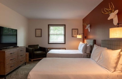 Schroon Lake Hotel | Rustic Lodge Retreat Located at Schroon Lake | Outdoor Fire Pit | Indoor Pool