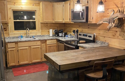 Heber Springs House | Rustic Log Cabin at Swinging Bridge