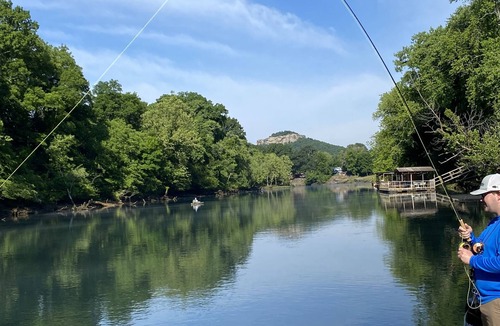 Heber Springs House | Rustic Log Cabin at Swinging Bridge