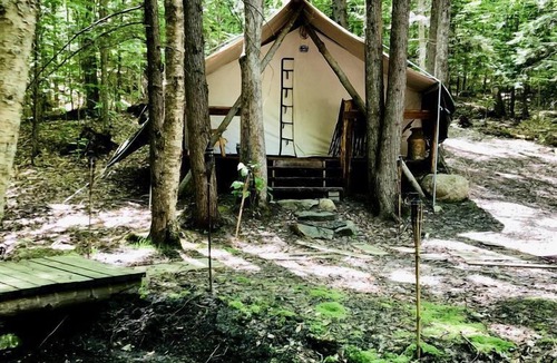 Wevertown RV Rental | Rustic Safari Tent for a Unique Glamping Experience near Gore Mountain, New York