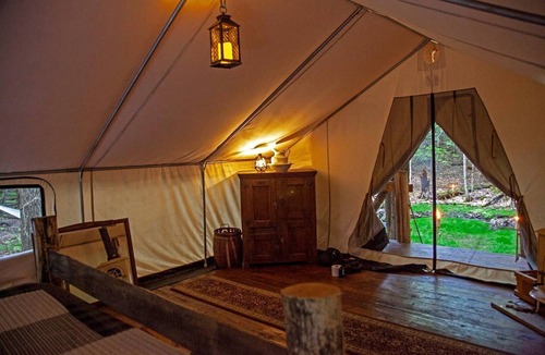 Wevertown RV Rental | Rustic Safari Tent for a Unique Glamping Experience near Gore Mountain, New York