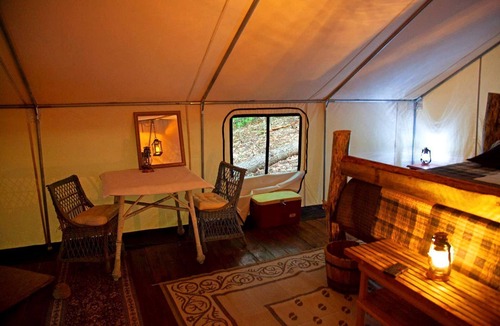 Wevertown RV Rental | Rustic Safari Tent for a Unique Glamping Experience near Gore Mountain, New York