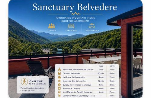 Lourdes Apartment | Sanctuary Belvedere Terrace & Mountain Panorama