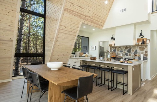 Hochatown Cabin | Scenic & Romantic A-Frame Cabin Retreat with Hot Tub, Fire Pit & Modern Comfort